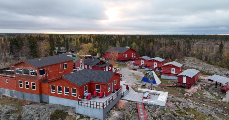 2025.09.23 Aurora behind overcast sky at Trout Rock Lodge (outside Tour Leader Room) – 360, 2D Timelapse
