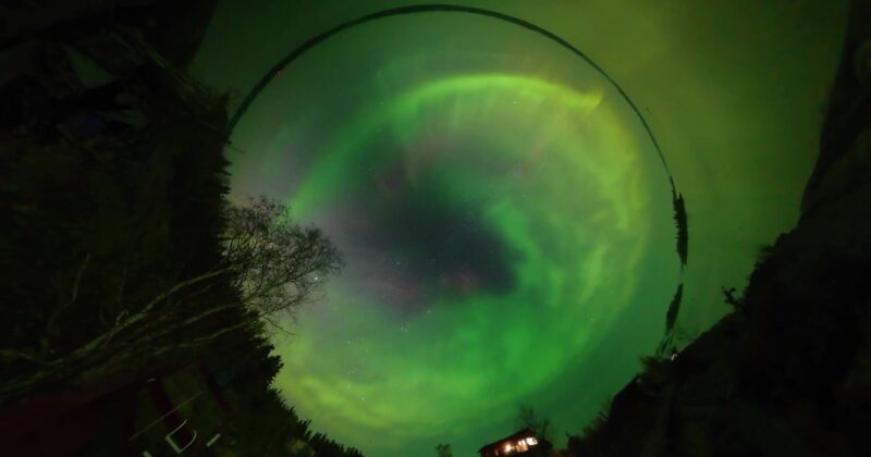 2025.09.24-25 Aurora over Trout Rock Lodge (Fisheye, Timelapse)